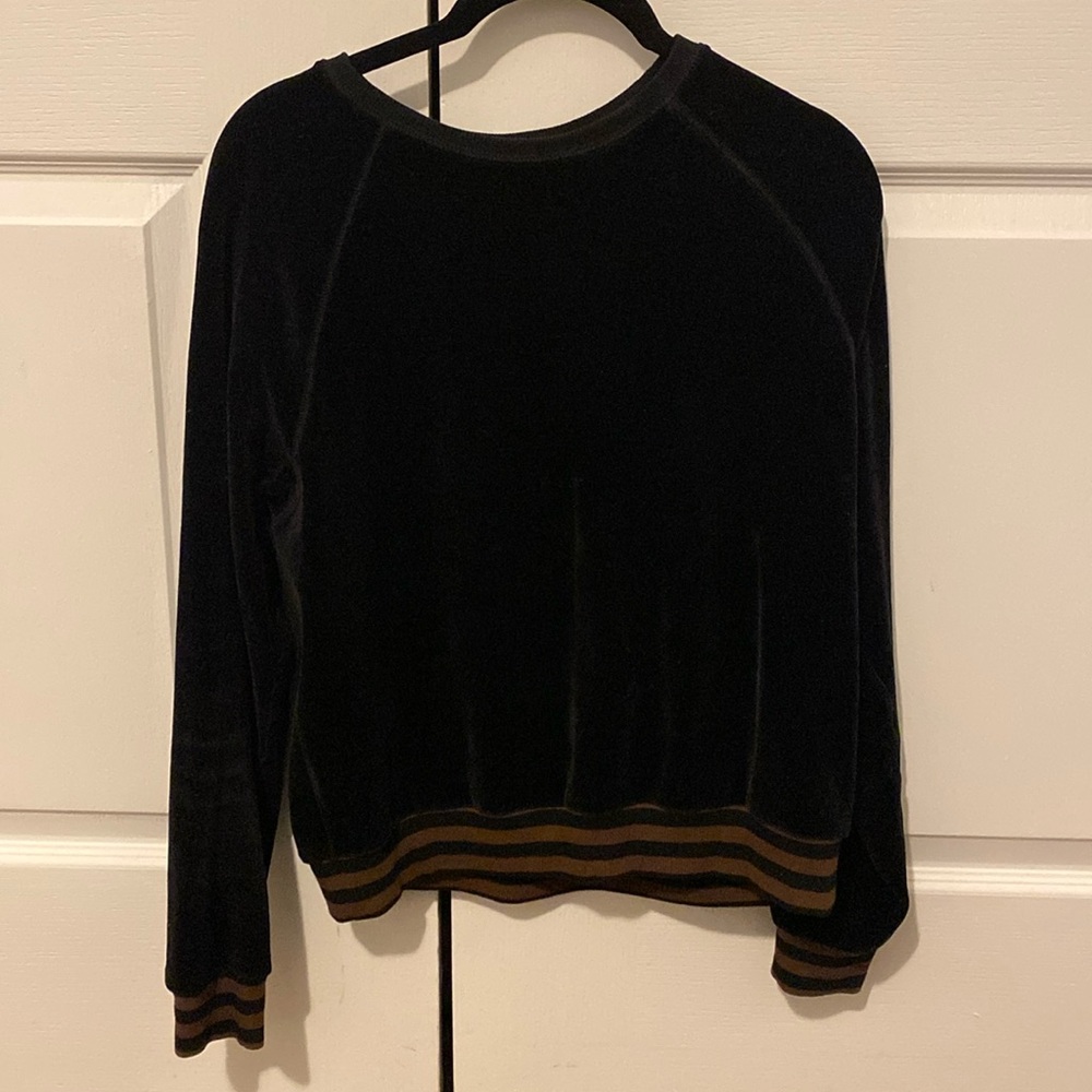 Velour striped crewneck sweatshirt